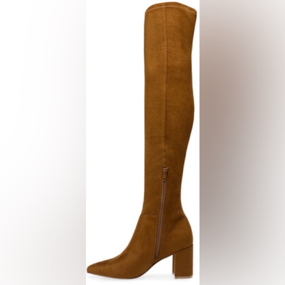 Steve Madden Shaya Cognac-Brown 6.5 Over the Knee Boots with Chunky Heel